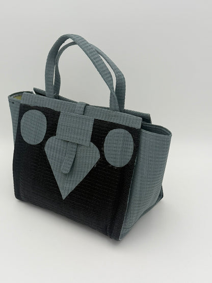 Midnight Medium  handwoven tote bag by SCRUBIES in Black,Gray with Solid design and Love accent pattern