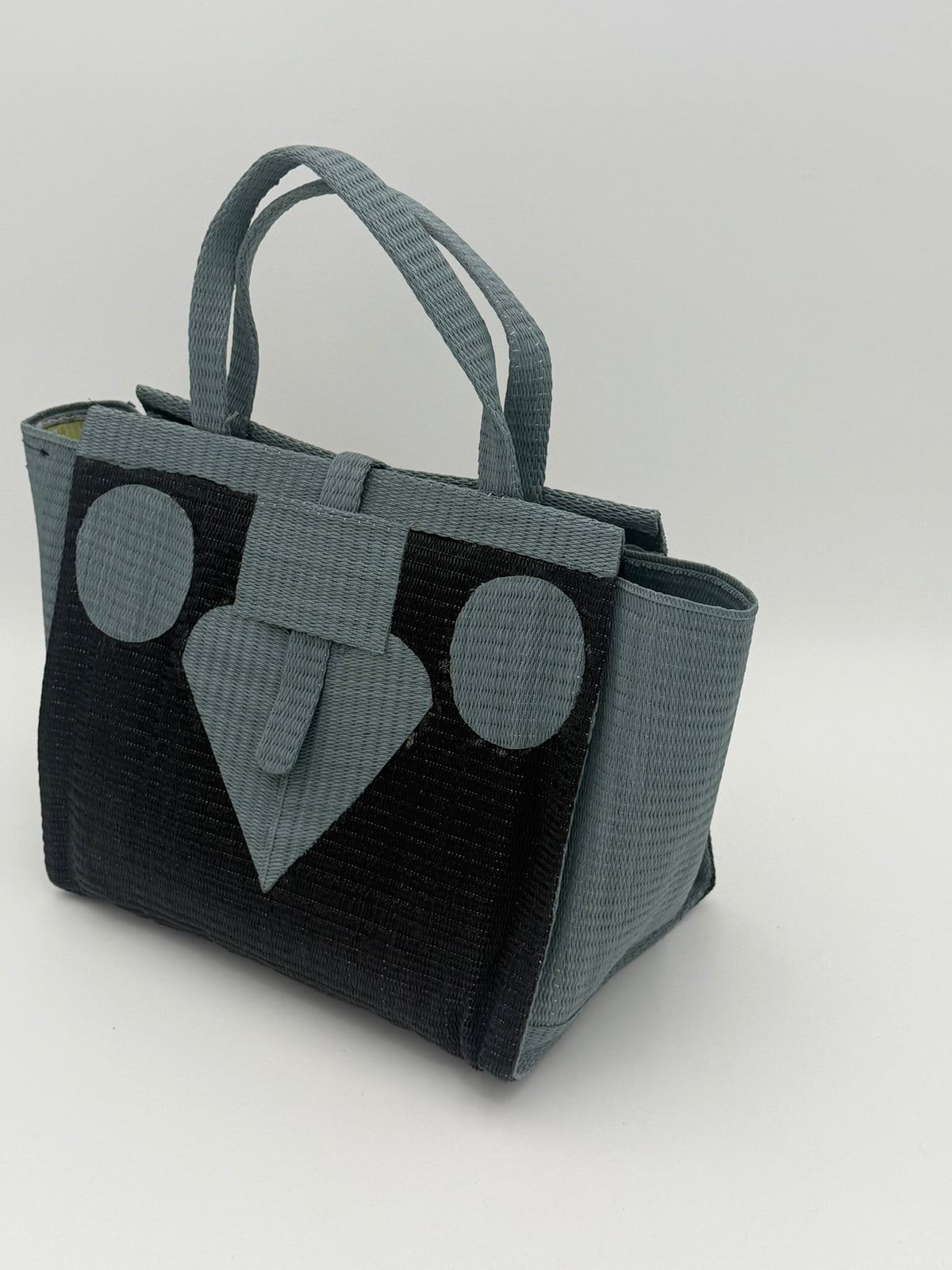 Midnight Medium  handwoven tote bag by SCRUBIES in Black,Gray with Solid design and Love accent pattern