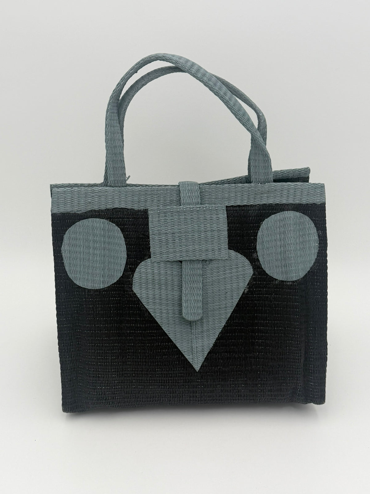Midnight Medium  handwoven tote bag by SCRUBIES in Black,Gray with Solid design and Love accent pattern