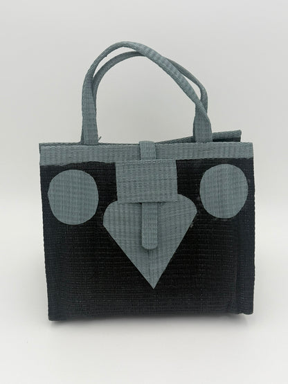 Midnight Medium  handwoven tote bag by SCRUBIES in Black,Gray with Solid design and Love accent pattern