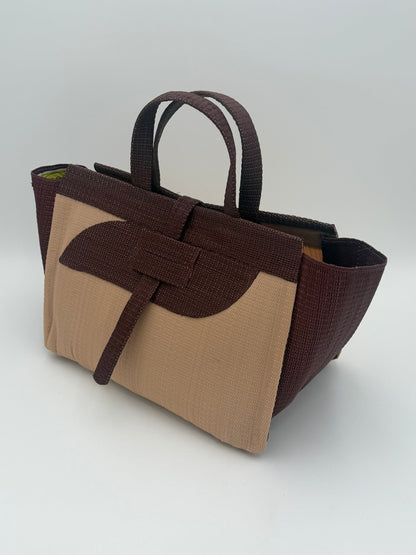 Midnight Medium  handwoven tote bag by SCRUBIES in Black,Gray with Solid design and Love accent pattern