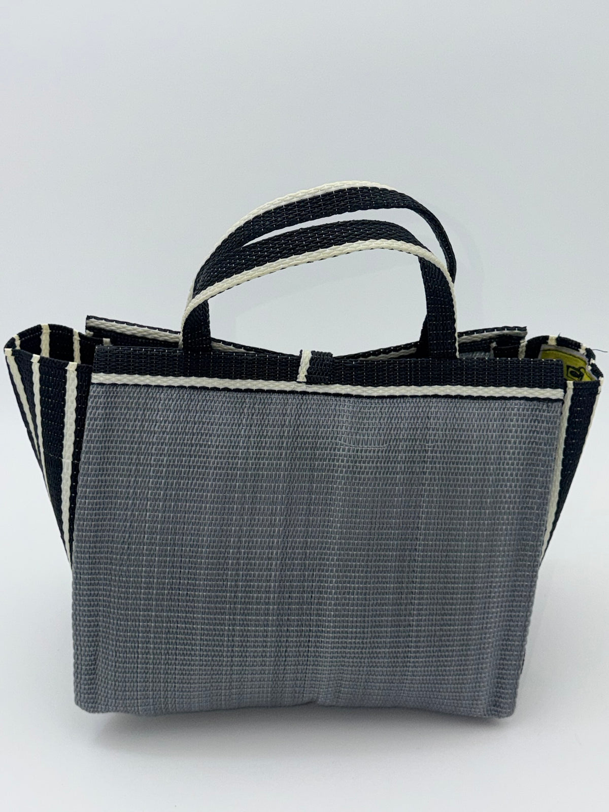Metallic Medium  handwoven tote bag by SCRUBIES in Gray,Black,White with Solid design and Bow accent pattern