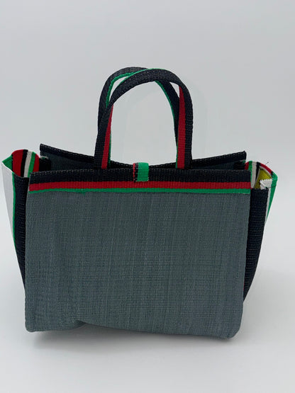 Metallic Medium  handwoven tote bag by SCRUBIES in Gray,Red,Green,White,Black with Solid design and Bow accent pattern