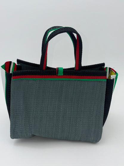 Metallic Medium  handwoven tote bag by SCRUBIES in Gray,Red,Green,White,Black with Solid design and Bow accent pattern