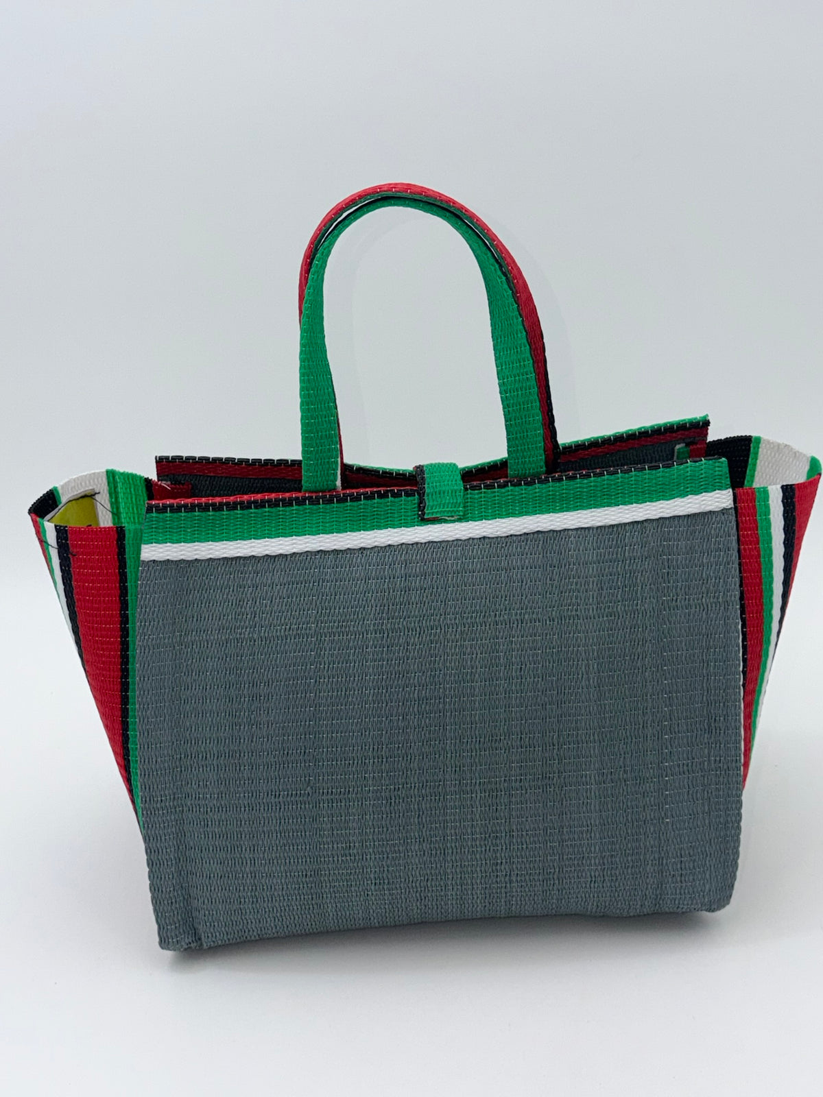 Metallic Medium  handwoven tote bag by SCRUBIES in Gray,Red,Green,White,Black with Solid design and Bow accent pattern