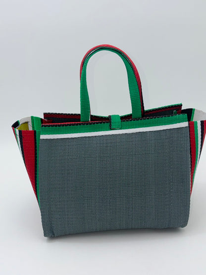Metallic Medium  handwoven tote bag by SCRUBIES in Gray,Red,Green,White,Black with Solid design and Bow accent pattern