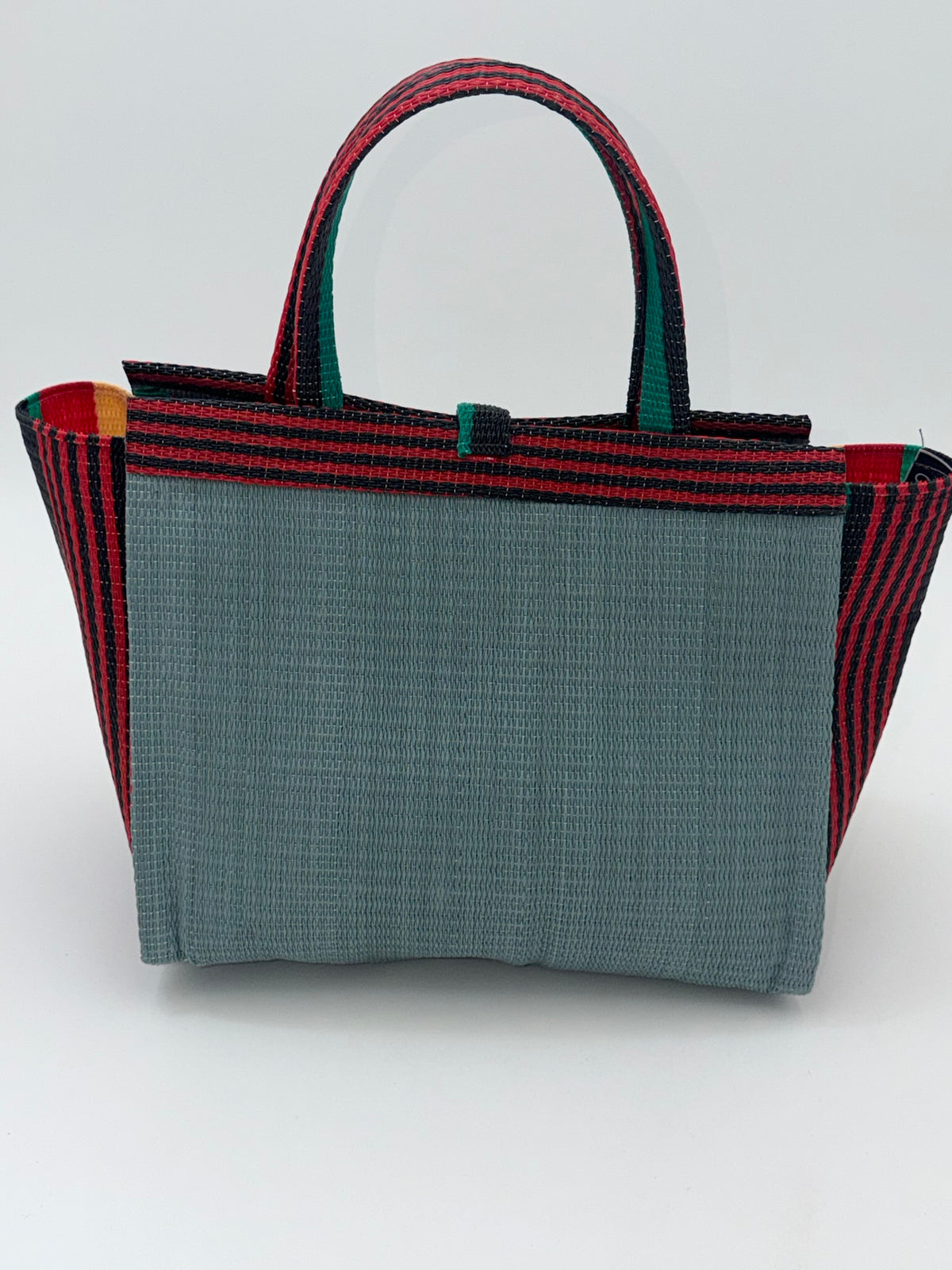 Metallic Medium  handwoven tote bag by SCRUBIES in Gray,Red,Beige,Black,Green with Solid design and Leaf accent pattern