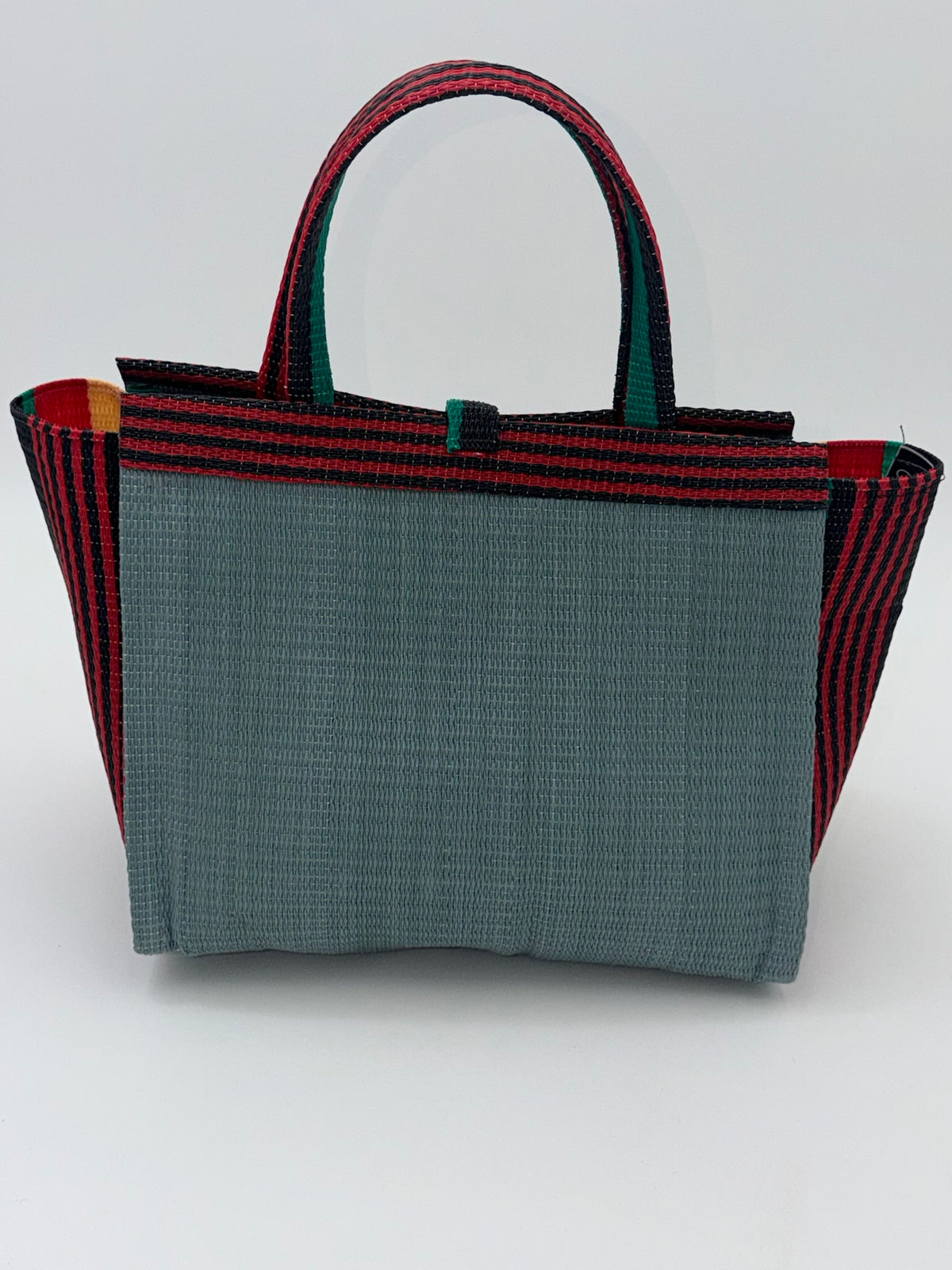 Metallic Medium  handwoven tote bag by SCRUBIES in Gray,Red,Beige,Black,Green with Solid design and Leaf accent pattern