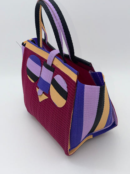 Winery Medium  handwoven tote bag by SCRUBIES in Wine,Purple,Beige,Black with Solid design and Circle accent pattern