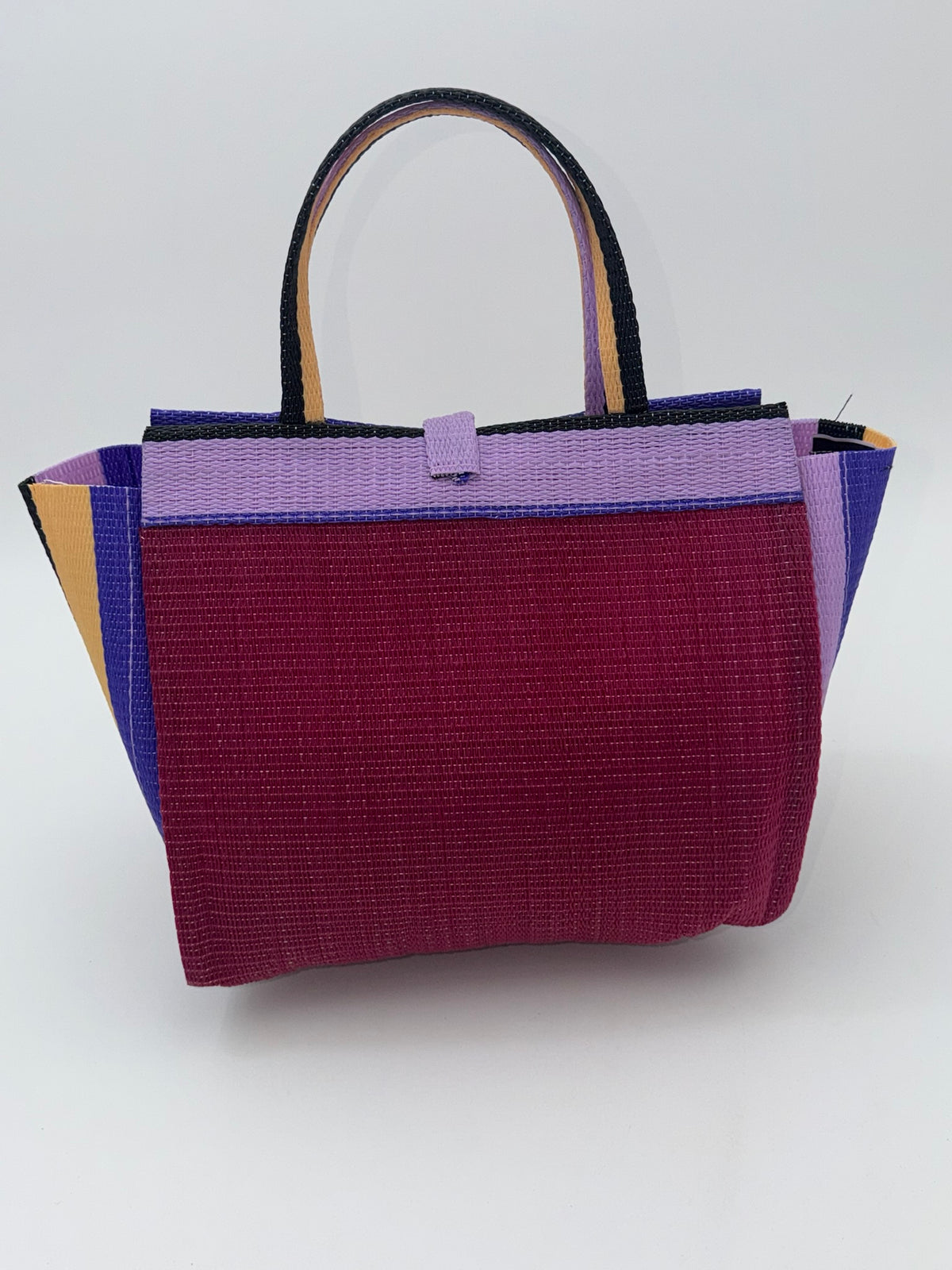 Winery Medium  handwoven tote bag by SCRUBIES in Wine,Purple,Beige,Black with Solid design and Circle accent pattern