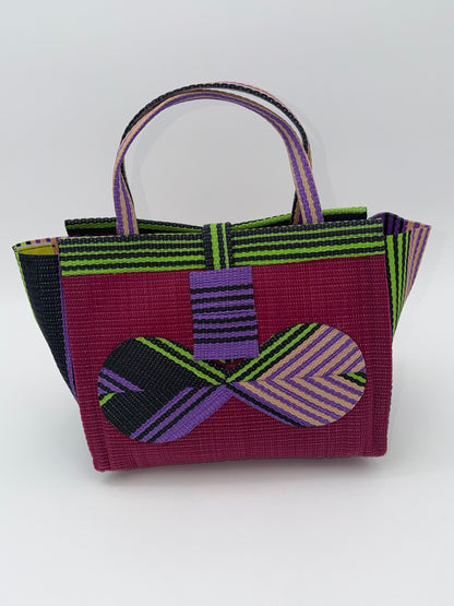Winery Medium  handwoven tote bag by SCRUBIES in Wine,Green,Black,Purple with Solid design and Bow accent pattern