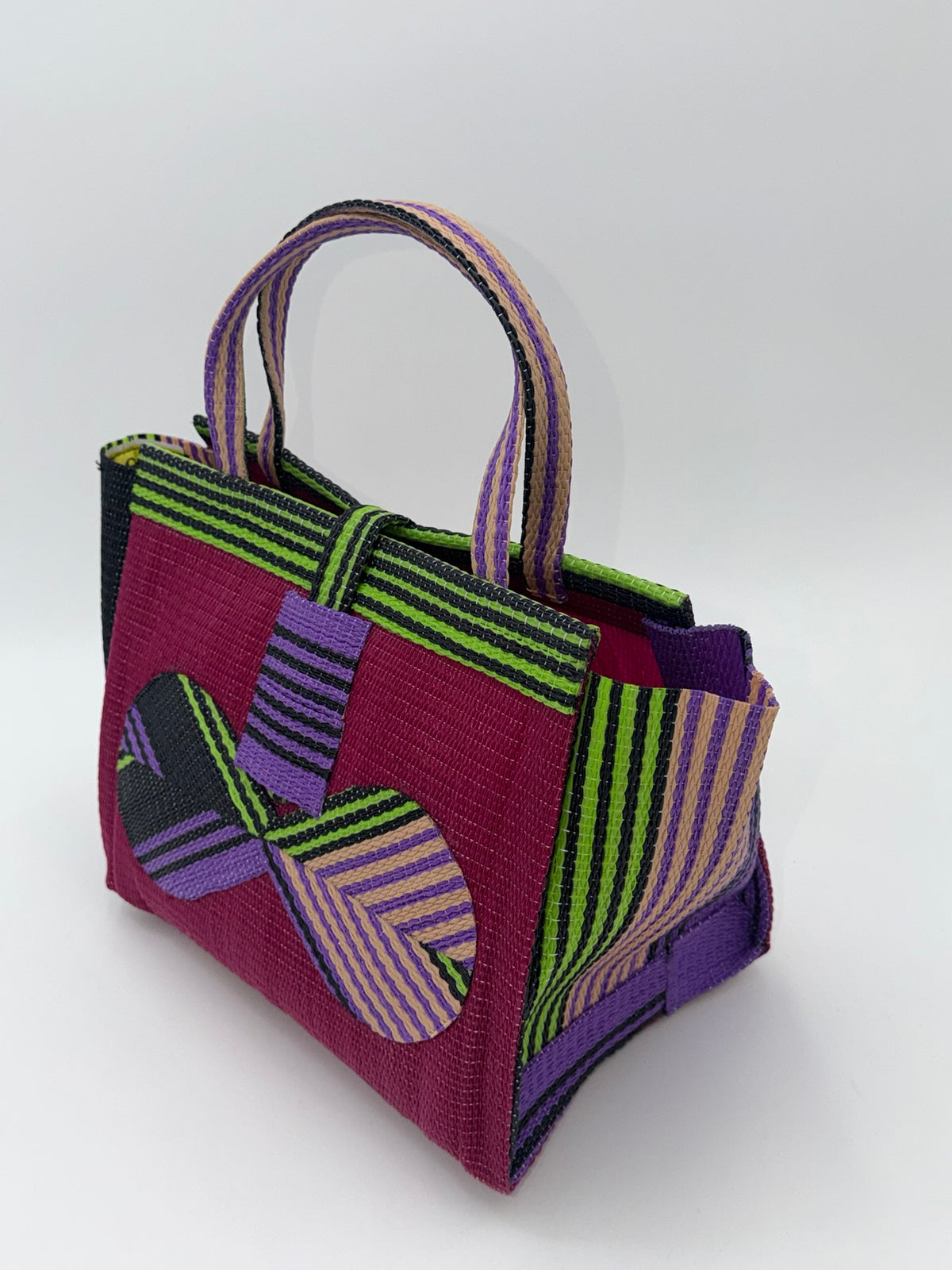 Winery Medium  handwoven tote bag by SCRUBIES in Wine,Green,Black,Purple with Solid design and Bow accent pattern