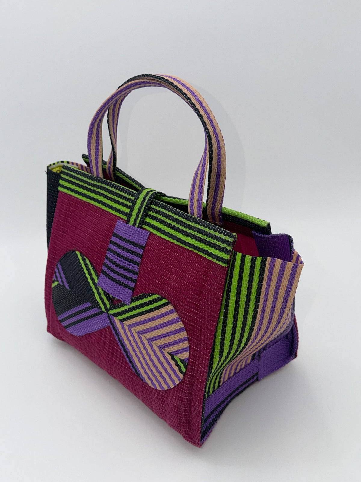 Winery Medium  handwoven tote bag by SCRUBIES in Wine,Green,Black,Purple with Solid design and Bow accent pattern