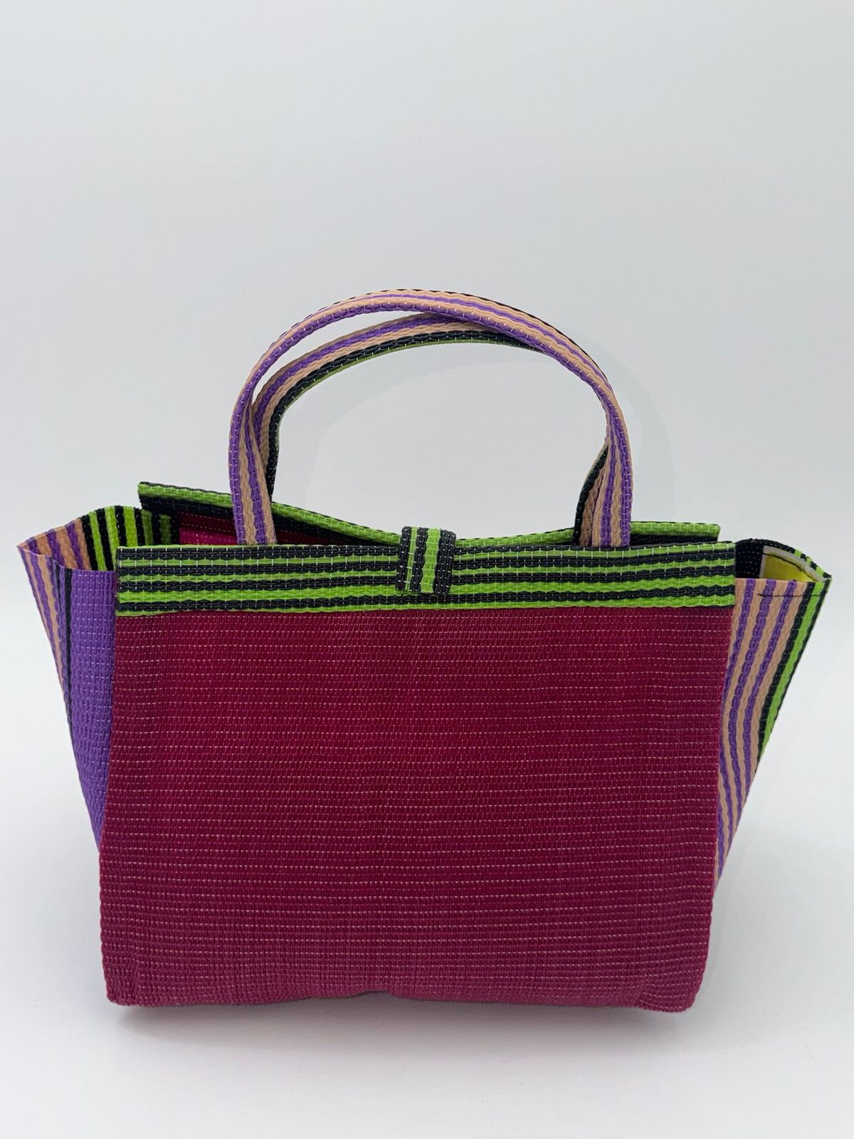 Winery Medium  handwoven tote bag by SCRUBIES in Wine,Green,Black,Purple with Solid design and Bow accent pattern