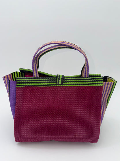 Winery Medium  handwoven tote bag by SCRUBIES in Wine,Green,Black,Purple with Solid design and Bow accent pattern