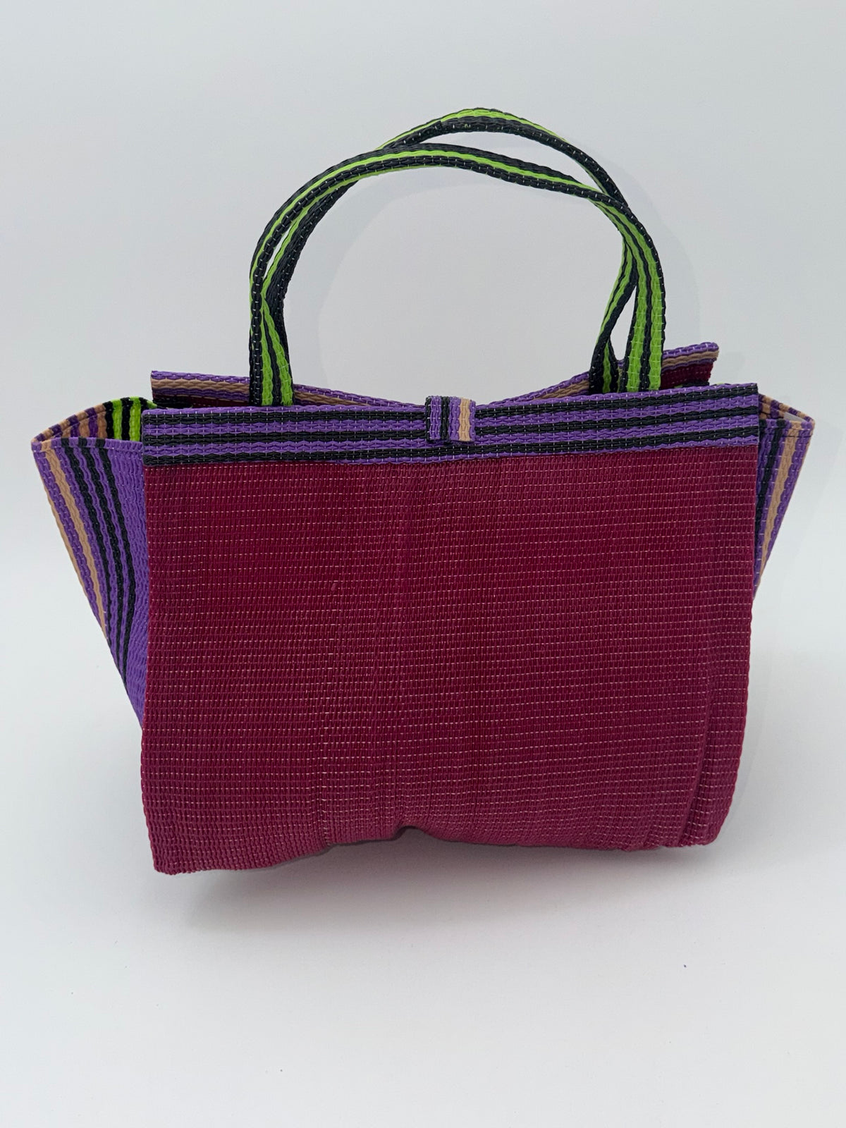 Winery Medium  handwoven tote bag by SCRUBIES in Wine,Purple,Green with Solid design and Leaf accent pattern