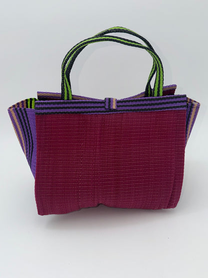 Winery Medium  handwoven tote bag by SCRUBIES in Wine,Purple,Green with Solid design and Leaf accent pattern