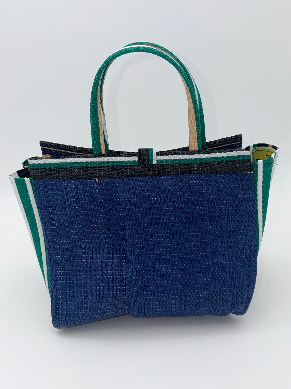 Berry Medium  handwoven tote bag by SCRUBIES in Blue,Beige,Green,White,Black, with Solid design and Bow accent pattern