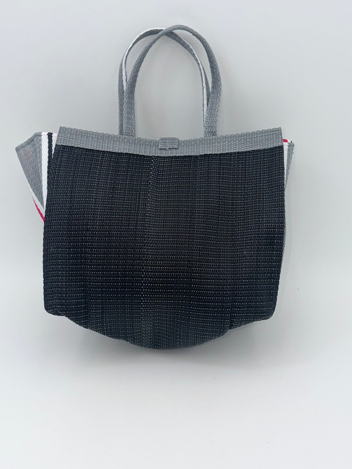 Midnight Medium  handwoven tote bag by SCRUBIES in Black,Gray,White,Pink with Solid design and Bow accent pattern