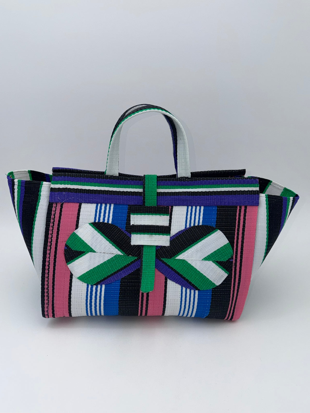 Africana Large handwoven tote bag by SCRUBIES in Blue,Wine,Yellow,Blue,Red with Stripes design and Abstract accent pattern