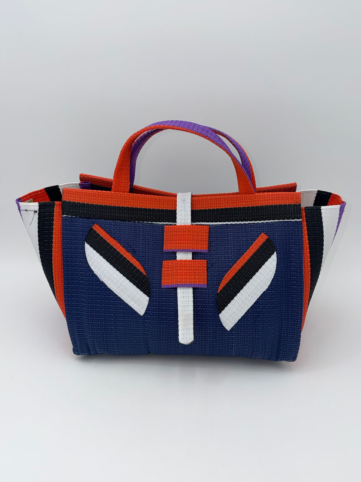 Berry Large handwoven tote bag by SCRUBIES in Blue,Orange,White,Black,Purple with Solid design and Leaf accent pattern
