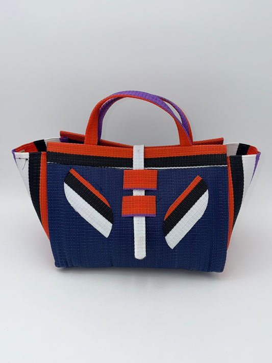 Berry Large handwoven tote bag by SCRUBIES in Blue,Orange,White,Black,Purple with Solid design and Leaf accent pattern
