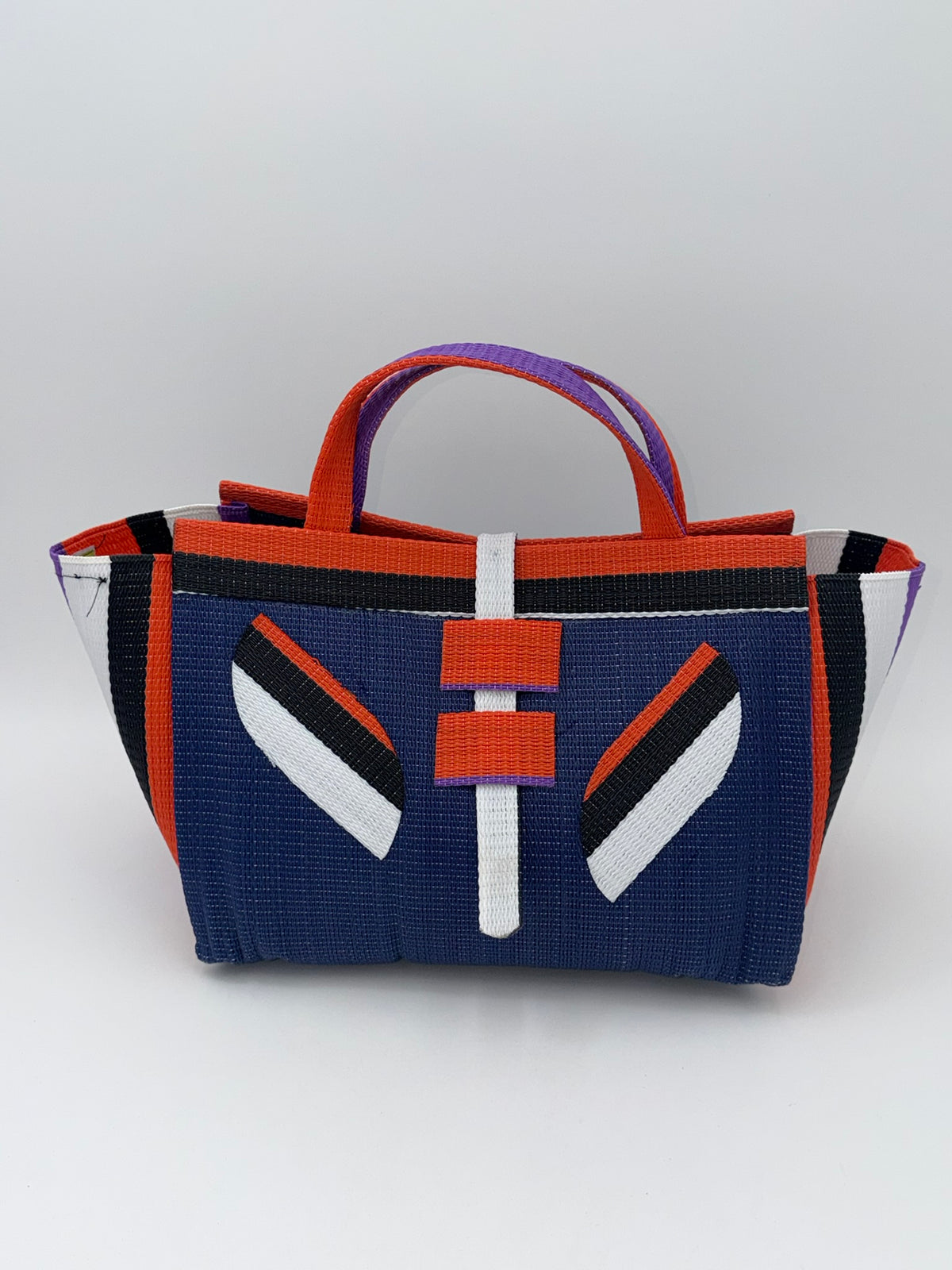 Berry Large handwoven tote bag by SCRUBIES in Blue,Orange,White,Black,Purple with Solid design and Leaf accent pattern