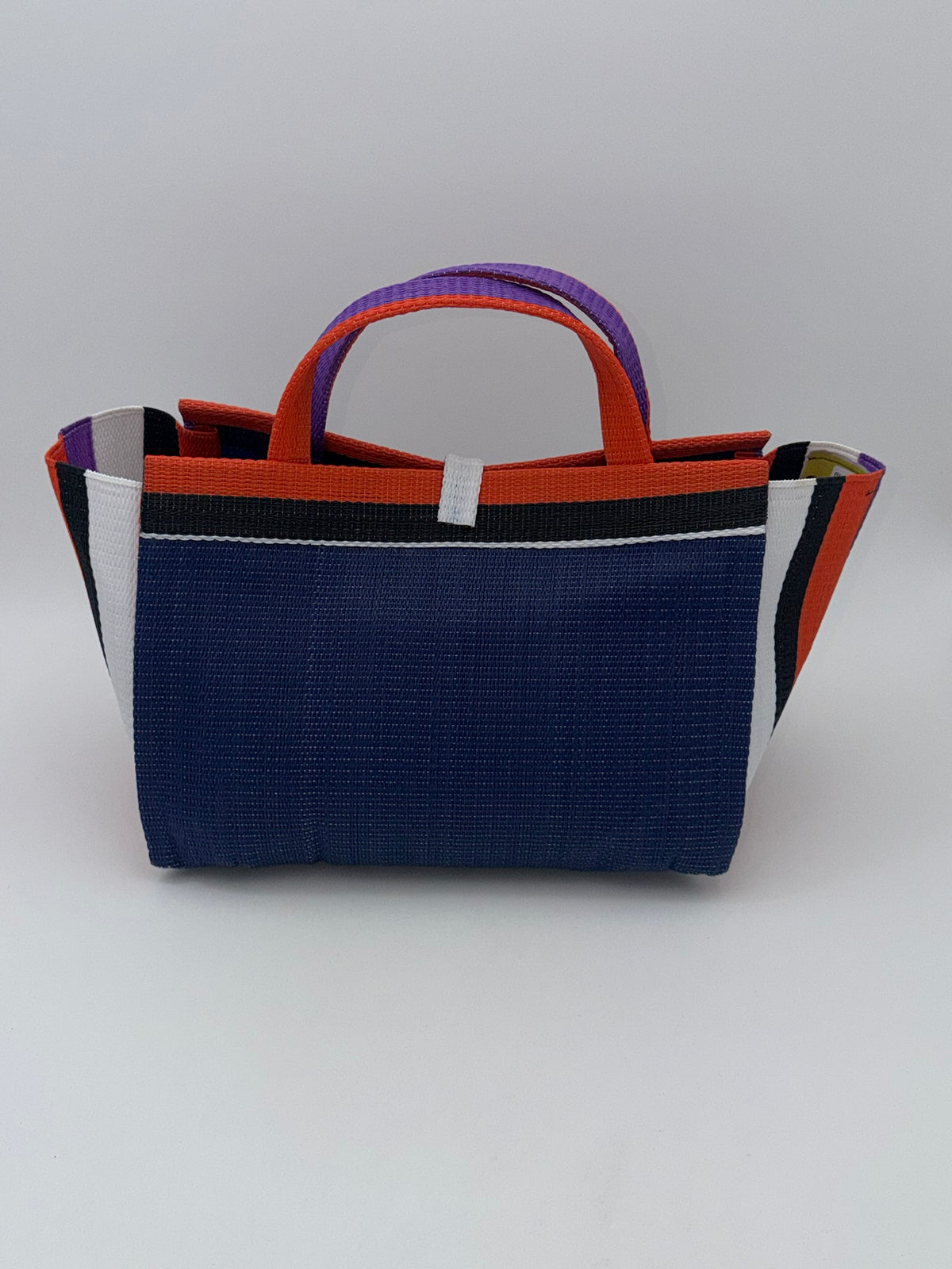 Berry Large handwoven tote bag by SCRUBIES in Blue,Orange,White,Black,Purple with Solid design and Leaf accent pattern