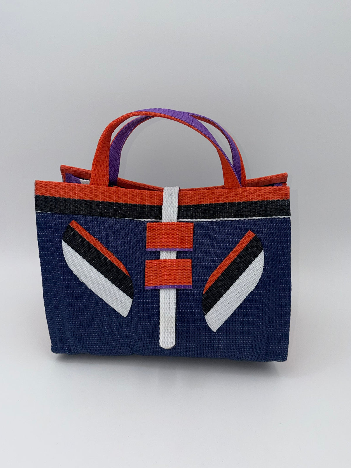 Berry Large handwoven tote bag by SCRUBIES in Blue,Orange,White,Black,Purple with Solid design and Leaf accent pattern