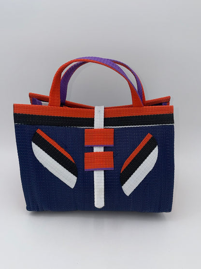 Berry Large handwoven tote bag by SCRUBIES in Blue,Orange,White,Black,Purple with Solid design and Leaf accent pattern